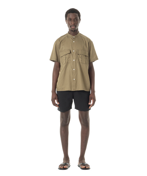Sandinista(サンディニスタ)の「Military Sateen Band Collar S/S Shirt / バンドカラーミリタリーサテン半袖シャツ(シャツ/ブラウス・メンズ・ネイビー/オリーブ/ブラック・LARGE/SMALL/MEDIUM)」の4枚目の写真
