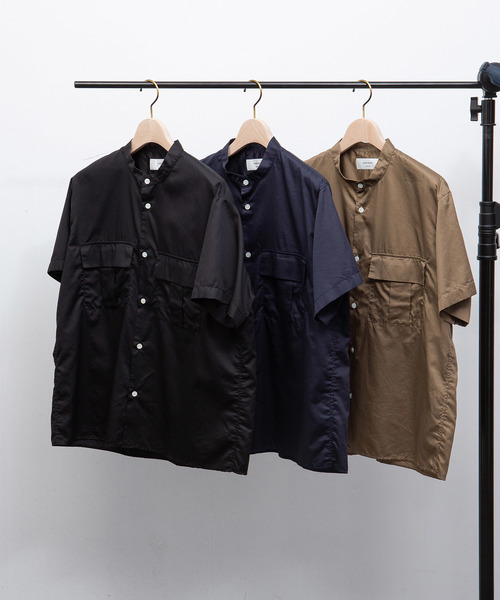 Sandinista(サンディニスタ)の「Military Sateen Band Collar S/S Shirt / バンドカラーミリタリーサテン半袖シャツ(シャツ/ブラウス・メンズ・ネイビー/オリーブ/ブラック・LARGE/SMALL/MEDIUM)」の5枚目の写真