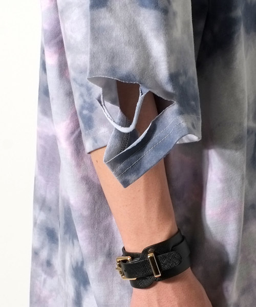 GOSTAR DE FUGA（ゴスタール ジフーガ）の「裾ダメージデザインタイダイ染め半袖Tシャツ/カットソー（Tシャツ/カットソー・メンズ・ブラック/イエロー/レッド・FREE）」の7枚目の写真