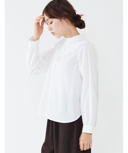 POU DOU DOU（プードゥドゥ）の「フリルヨークブラウス（シャツ/ブラウス・レディース・ネイビー/ブラウン/オフホワイト・3）」の12枚目の写真