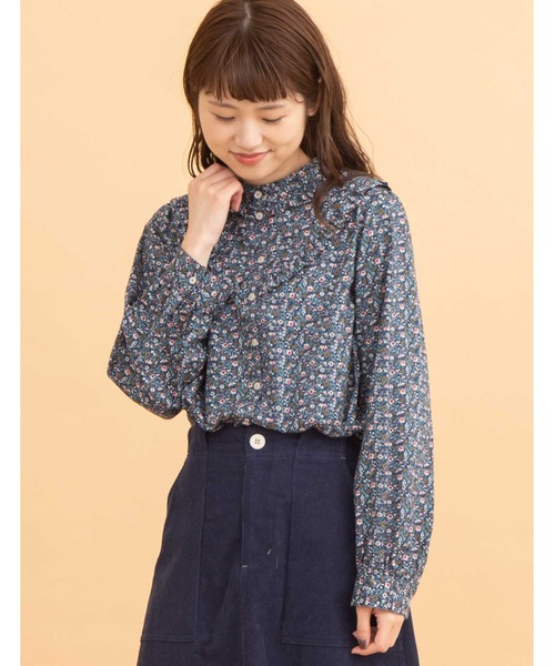 POU DOU DOU（プードゥドゥ）の「フリルヨークブラウス（シャツ/ブラウス・レディース・ネイビー/ブラウン/オフホワイト・3）」の5枚目の写真