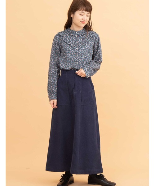 POU DOU DOU（プードゥドゥ）の「フリルヨークブラウス（シャツ/ブラウス・レディース・ネイビー/ブラウン/オフホワイト・3）」の14枚目の写真