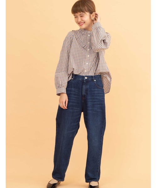 POU DOU DOU（プードゥドゥ）の「フリルヨークブラウス（シャツ/ブラウス・レディース・ネイビー/ブラウン/オフホワイト・3）」の17枚目の写真