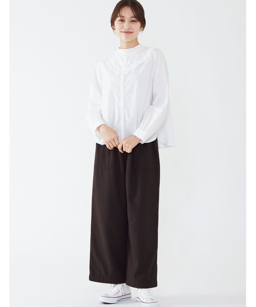 POU DOU DOU（プードゥドゥ）の「フリルヨークブラウス（シャツ/ブラウス・レディース・ネイビー/ブラウン/オフホワイト・3）」の19枚目の写真