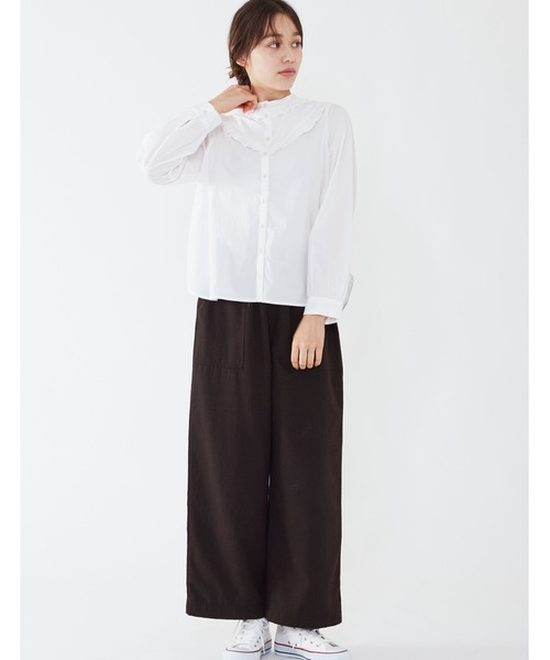 POU DOU DOU（プードゥドゥ）の「フリルヨークブラウス（シャツ/ブラウス・レディース・ネイビー/ブラウン/オフホワイト・3）」の20枚目の写真