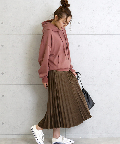 CHARM BERRY TIC（チャームベリーチック）の「スエードタッチ　アコーディオンプリーツスカート（スカート・レディース・ブラック/ベージュ/カーキ/キャメル・M/L）」の11枚目の写真