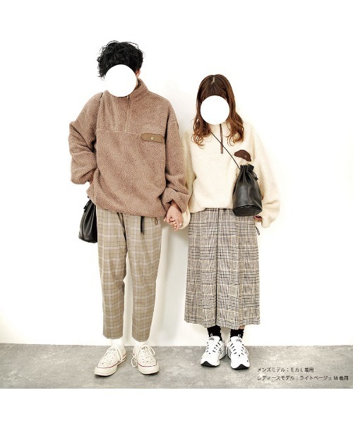 PairPair（ペアペア）の「ボアジップもこもこプルオーバー(男女兼用アイテム)（ブルゾン・レディース・モカ/ライトベージュ・M/L）」の2枚目の写真