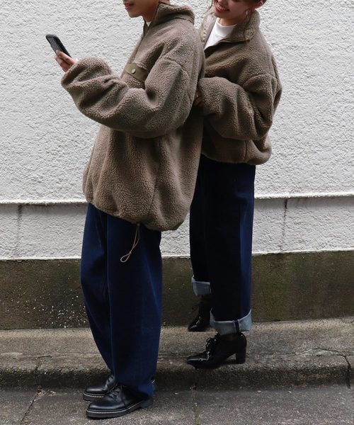 PairPair（ペアペア）の「ボアジップもこもこプルオーバー(男女兼用アイテム)（ブルゾン・レディース・モカ/ライトベージュ・M/L）」の15枚目の写真