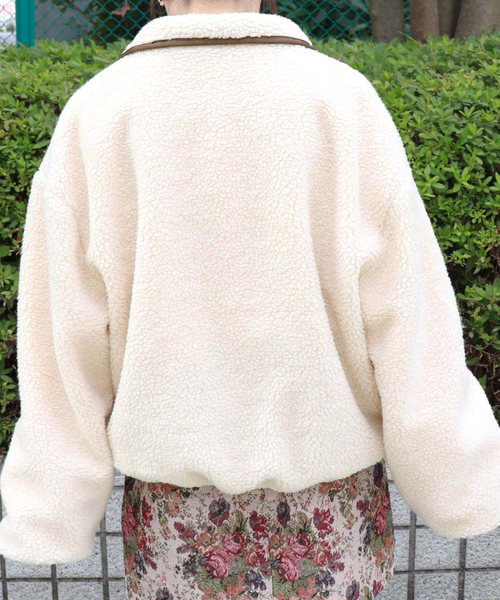 PairPair（ペアペア）の「ボアジップもこもこプルオーバー(男女兼用アイテム)（ブルゾン・レディース・モカ/ライトベージュ・M/L）」の9枚目の写真