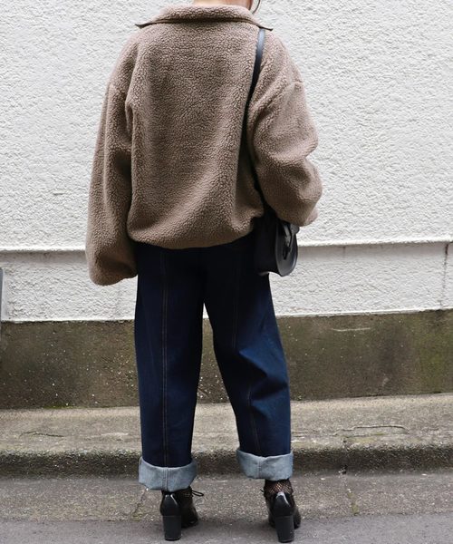 PairPair（ペアペア）の「ボアジップもこもこプルオーバー(男女兼用アイテム)（ブルゾン・レディース・モカ/ライトベージュ・M/L）」の13枚目の写真