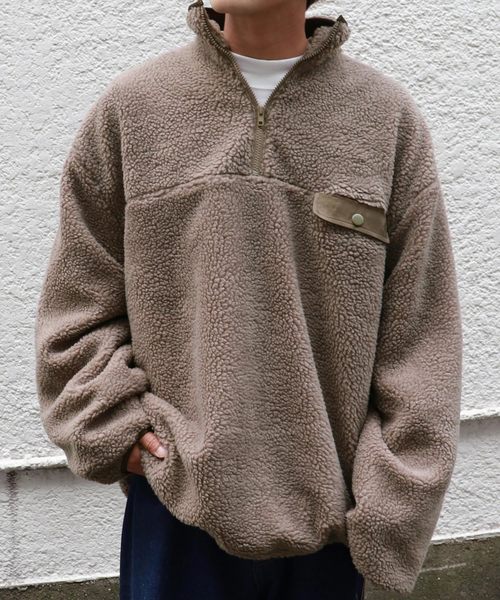 PairPair（ペアペア）の「ボアジップもこもこプルオーバー(男女兼用アイテム)（ブルゾン・レディース・モカ/ライトベージュ・M/L）」の21枚目の写真