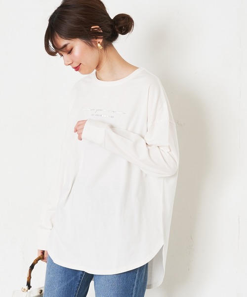 natural couture(ナチュラルクチュール)の「ロゴロンT(Tシャツ/カットソー・レディース・モカ/ミント/シルバー/ゴールド・FREE)」の4枚目の写真