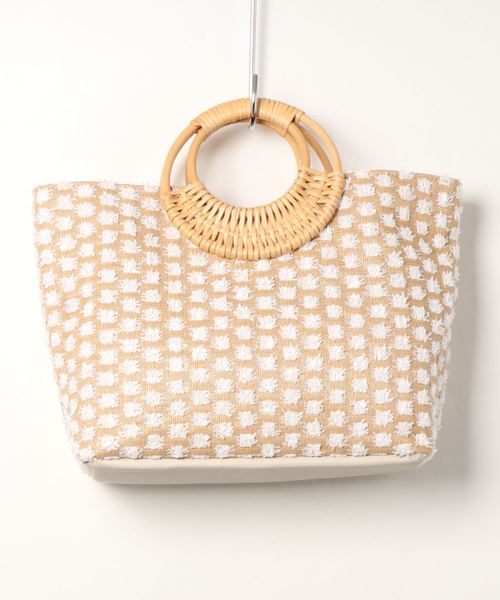 natural couture（ナチュラルクチュール）の「ラタンハンドルアソートトート（トートバッグ・レディース・ホワイト/ブラック・FREE）」の3枚目の写真