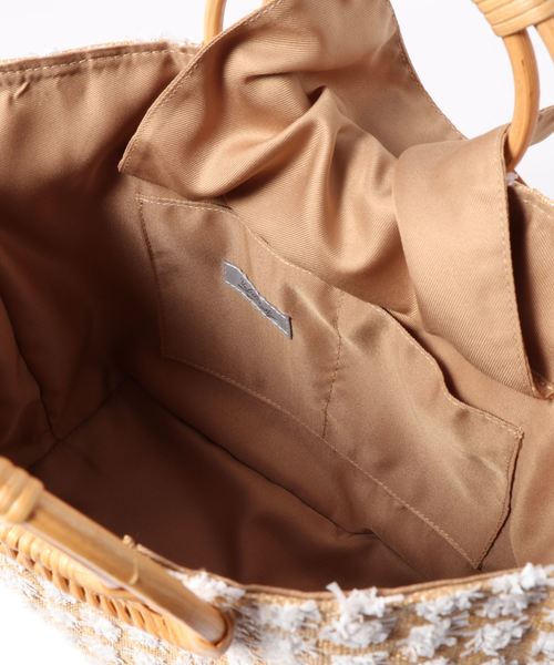 natural couture（ナチュラルクチュール）の「ラタンハンドルアソートトート（トートバッグ・レディース・ホワイト/ブラック・FREE）」の4枚目の写真