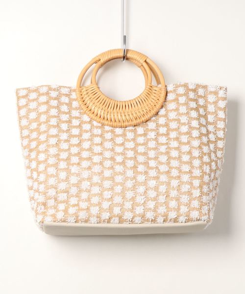 natural couture（ナチュラルクチュール）の「ラタンハンドルアソートトート（トートバッグ・レディース・ホワイト/ブラック・FREE）」の7枚目の写真
