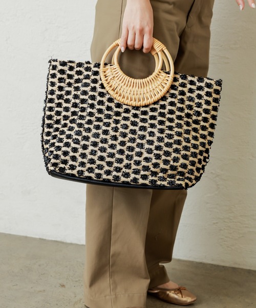 natural couture（ナチュラルクチュール）の「ラタンハンドルアソートトート（トートバッグ・レディース・ホワイト/ブラック・FREE）」の12枚目の写真