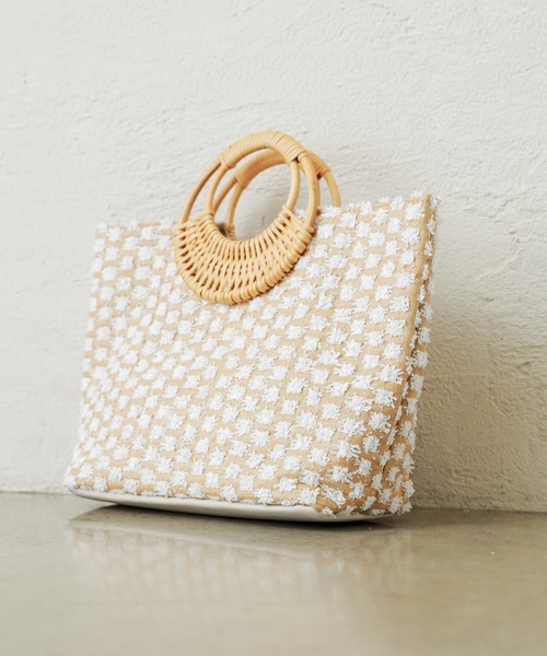 natural couture（ナチュラルクチュール）の「ラタンハンドルアソートトート（トートバッグ・レディース・ホワイト/ブラック・FREE）」の8枚目の写真