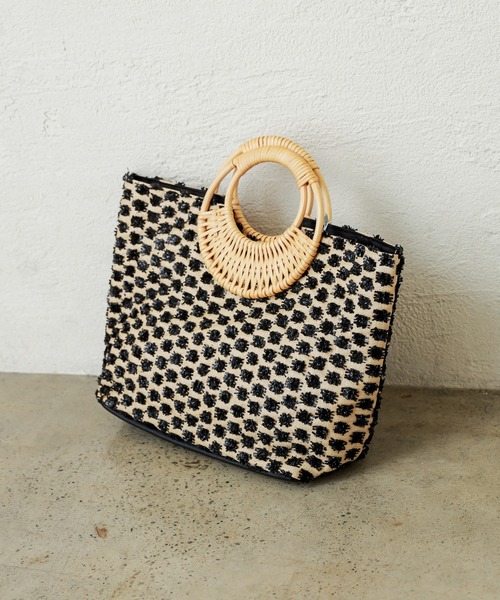 natural couture（ナチュラルクチュール）の「ラタンハンドルアソートトート（トートバッグ・レディース・ホワイト/ブラック・FREE）」の10枚目の写真