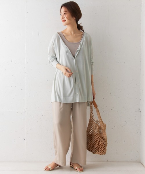 URBAN RESEARCH DOORS（アーバンリサーチドアーズ）の「レーヨンドレープロングカーデ（ニット/セーター・レディース・ライトブルー/ブラック/ベージュ・ONE）」の4枚目の写真