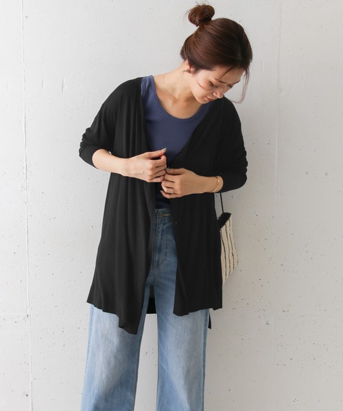 URBAN RESEARCH DOORS（アーバンリサーチドアーズ）の「レーヨンドレープロングカーデ（ニット/セーター・レディース・ライトブルー/ブラック/ベージュ・ONE）」の20枚目の写真