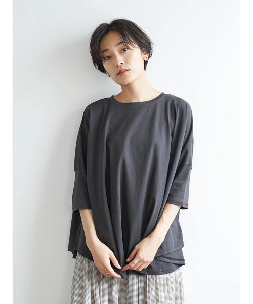 AMERICAN HOLIC(アメリカンホリック)の「ラウンドヘム5分袖カットプルオーバー *〇(Tシャツ/カットソー・レディース・ブラック/ベージュ/オフホワイト/カーキ・FREE)」の7枚目の写真