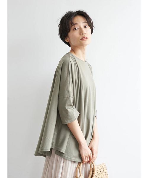 AMERICAN HOLIC(アメリカンホリック)の「ラウンドヘム5分袖カットプルオーバー *〇(Tシャツ/カットソー・レディース・ブラック/ベージュ/オフホワイト/カーキ・FREE)」の15枚目の写真
