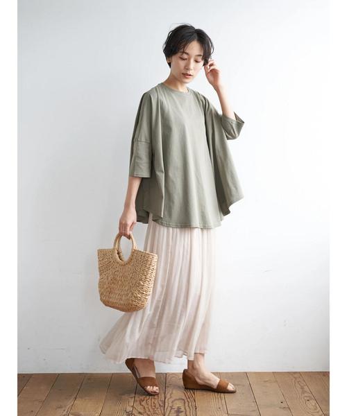 AMERICAN HOLIC(アメリカンホリック)の「ラウンドヘム5分袖カットプルオーバー *〇(Tシャツ/カットソー・レディース・ブラック/ベージュ/オフホワイト/カーキ・FREE)」の19枚目の写真