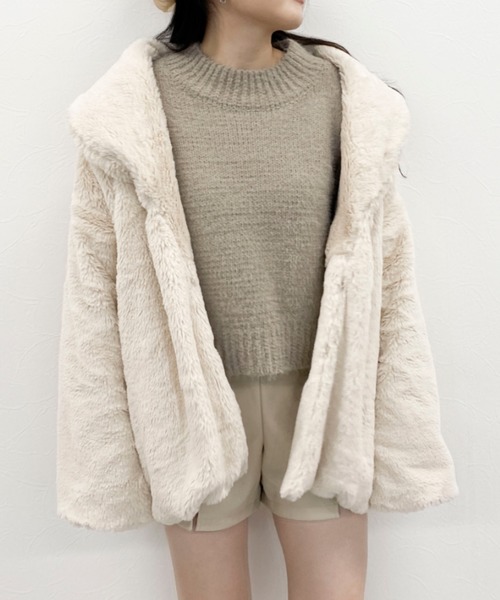 EPIMI E'PIMMY(エピミエピミー)の「エコファーショールコート(ノーカラージャケット・レディース・ホワイト/モカ/ラベンダー/オフホワイト・MEDIUM)」の20枚目の写真