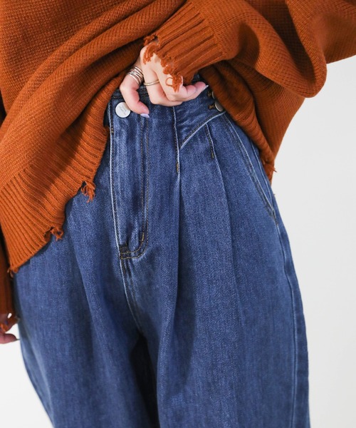 select MOCA（セレクトモカ）の「ベルトニュアンスハイウエストデニム（デニムパンツ・レディース・インディゴブルー・SMALL/MEDIUM）」の3枚目の写真