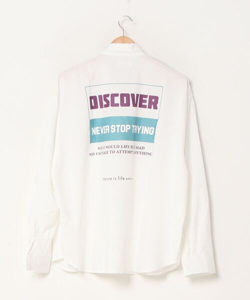 WEGO（ウィゴー）の「WEGO/レトロロゴビッグシルエットシャツ（シャツ/ブラウス・メンズ・ブラック/ホワイト・LARGE/MEDIUM）」の4枚目の写真