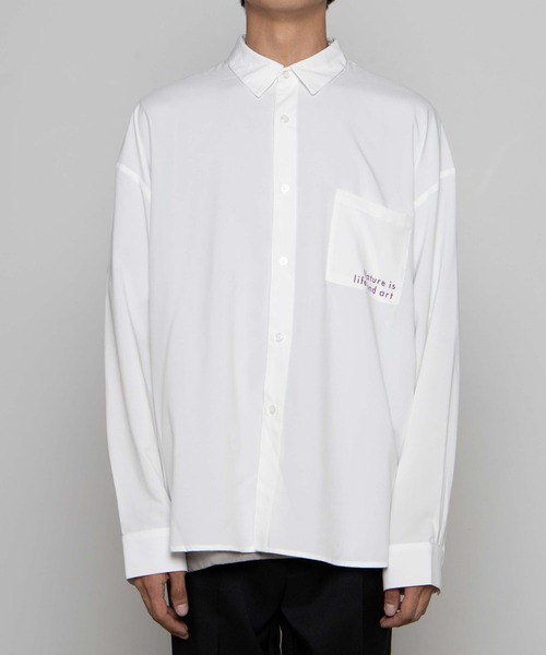 WEGO（ウィゴー）の「WEGO/レトロロゴビッグシルエットシャツ（シャツ/ブラウス・メンズ・ブラック/ホワイト・LARGE/MEDIUM）」の14枚目の写真