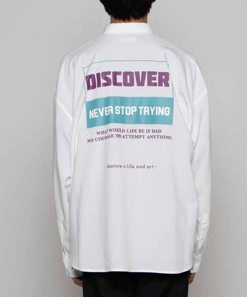 WEGO（ウィゴー）の「WEGO/レトロロゴビッグシルエットシャツ（シャツ/ブラウス・メンズ・ブラック/ホワイト・LARGE/MEDIUM）」の13枚目の写真