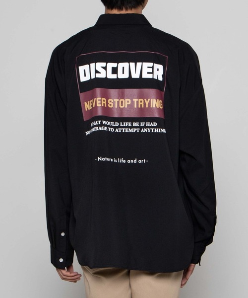 WEGO（ウィゴー）の「WEGO/レトロロゴビッグシルエットシャツ（シャツ/ブラウス・メンズ・ブラック/ホワイト・LARGE/MEDIUM）」の11枚目の写真