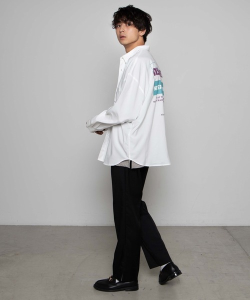 WEGO（ウィゴー）の「WEGO/レトロロゴビッグシルエットシャツ（シャツ/ブラウス・メンズ・ブラック/ホワイト・LARGE/MEDIUM）」の18枚目の写真