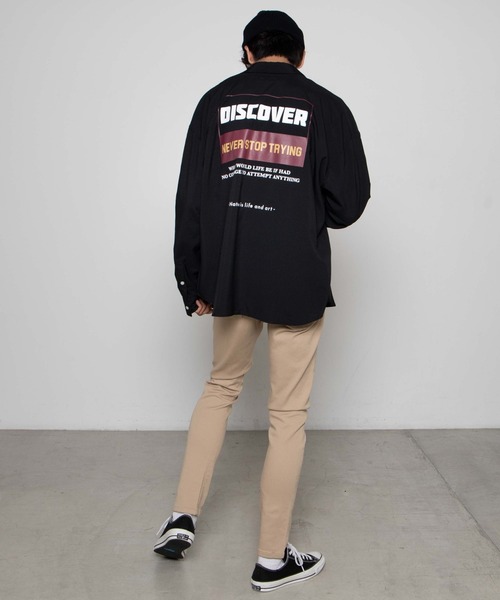 WEGO（ウィゴー）の「WEGO/レトロロゴビッグシルエットシャツ（シャツ/ブラウス・メンズ・ブラック/ホワイト・LARGE/MEDIUM）」の15枚目の写真