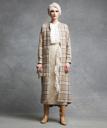 Drawerシャツワンピース チェック ブラウン36ドゥロワー Drawerシャツワンピース チェック ブラウン36ドゥロワー