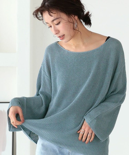 DONOBAN（ドノバン）の「透かし編みベーシックニット（ニット/セーター・レディース・ブラック/パープル/ブルー/モカ/ライトグリーン/アイボリー/ライトベージュ・M）」の6枚目の写真