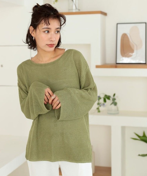 DONOBAN（ドノバン）の「透かし編みベーシックニット（ニット/セーター・レディース・ブラック/パープル/ブルー/モカ/ライトグリーン/アイボリー/ライトベージュ・M）」の5枚目の写真