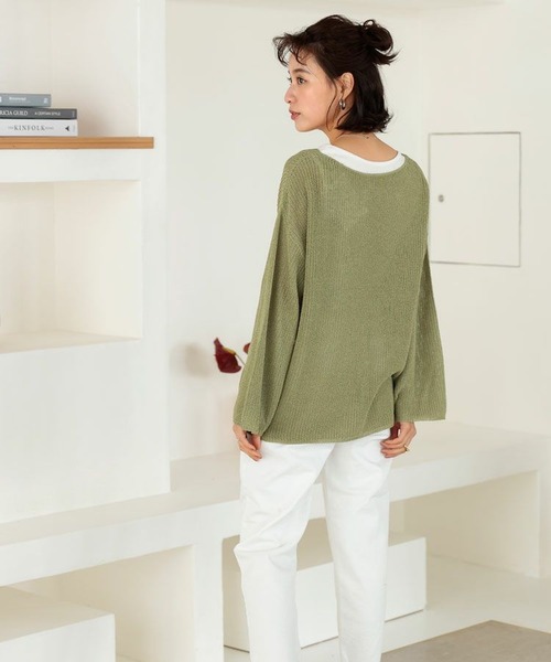 DONOBAN（ドノバン）の「透かし編みベーシックニット（ニット/セーター・レディース・ブラック/パープル/ブルー/モカ/ライトグリーン/アイボリー/ライトベージュ・M）」の16枚目の写真