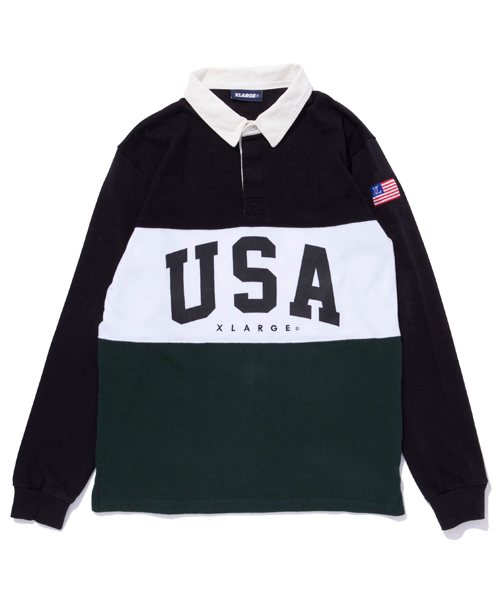 XLARGE（エクストララージ）の「RUGBY SHIRT（シャツ/ブラウス・メンズ・ブラック/ブルー/ネイビー・X-LARGE/MEDIUM/SMALL/LARGE）」の2枚目の写真