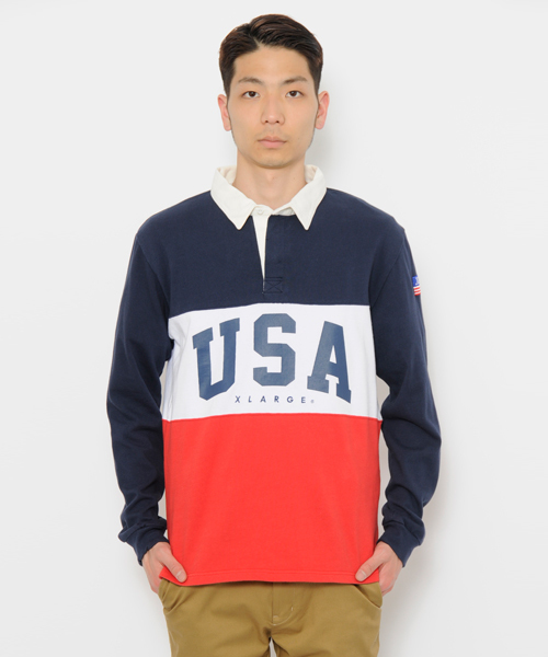 XLARGE（エクストララージ）の「RUGBY SHIRT（シャツ/ブラウス・メンズ・ブラック/ブルー/ネイビー・X-LARGE/MEDIUM/SMALL/LARGE）」の4枚目の写真