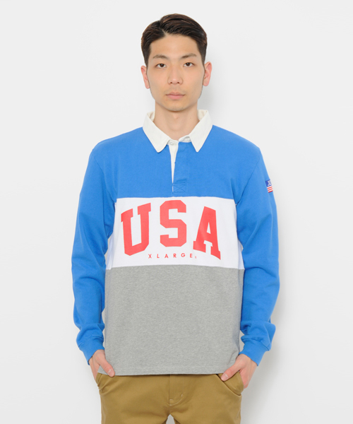 XLARGE（エクストララージ）の「RUGBY SHIRT（シャツ/ブラウス・メンズ・ブラック/ブルー/ネイビー・X-LARGE/MEDIUM/SMALL/LARGE）」の5枚目の写真