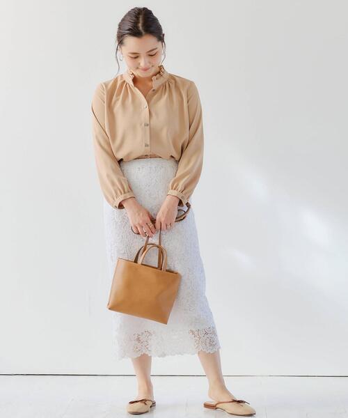 green label relaxing（グリーンレーベルリラクシング）の「[ XS / H148-155cm ]★★FFC レース タイト スカート（スカート・レディース・ブラック/オフホワイト・XS）」の5枚目の写真