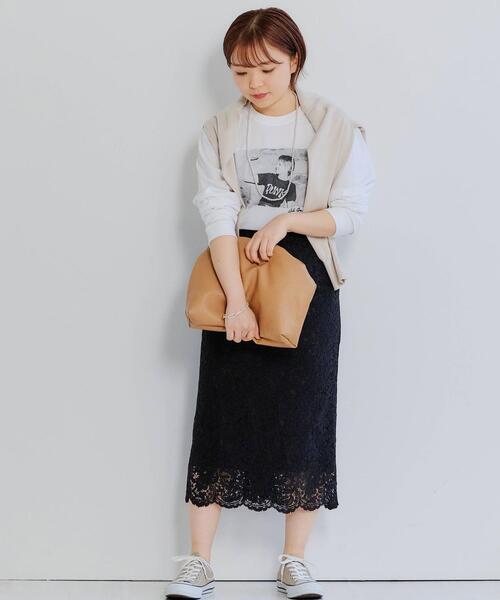 green label relaxing（グリーンレーベルリラクシング）の「[ XS / H148-155cm ]★★FFC レース タイト スカート（スカート・レディース・ブラック/オフホワイト・XS）」の17枚目の写真