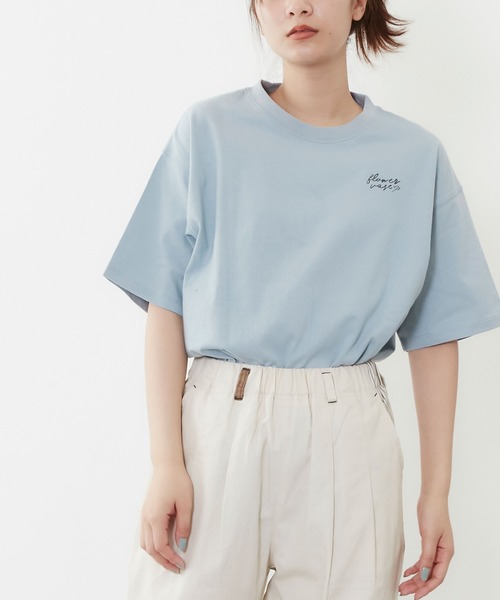 POU DOU DOU（プードゥドゥ）の「フラワーベースプリントゆるTee（Tシャツ/カットソー・レディース・オフホワイト/ダークグレー/ブルー・3）」の16枚目の写真