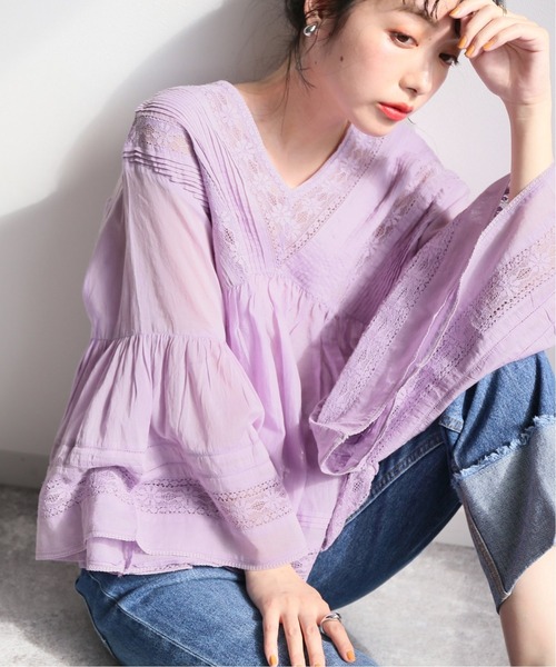 「SLOBE IENA」 長袖ブラウス FREE ピンク レディース SLOBE IENA（スローブイエナ）の「【MOI NON PLUS】 LACE/VOIL V