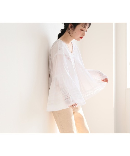 「SLOBE IENA」 長袖ブラウス FREE ホワイト レディース SLOBE IENA 「SLOBE IENA」 長袖ブラウス FREE ホワイト