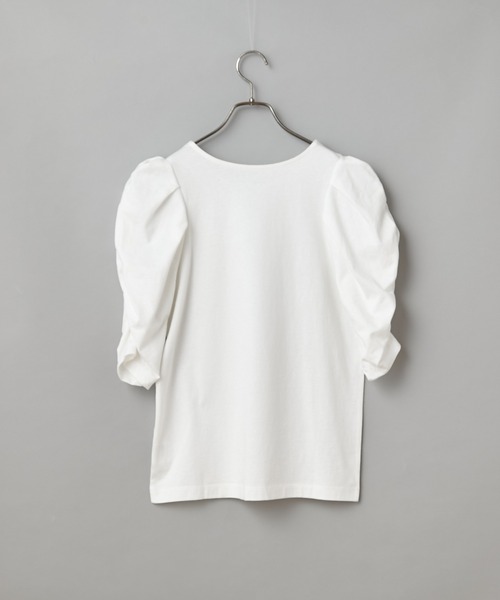 CIAOPANIC（チャオパニック）の「バイオ天竺ギャザースリーブTシャツ（Tシャツ/カットソー・レディース・ベージュ/ブラック/ホワイト/グリーン/ダークグリーン/ブルー・FREE）」の11枚目の写真