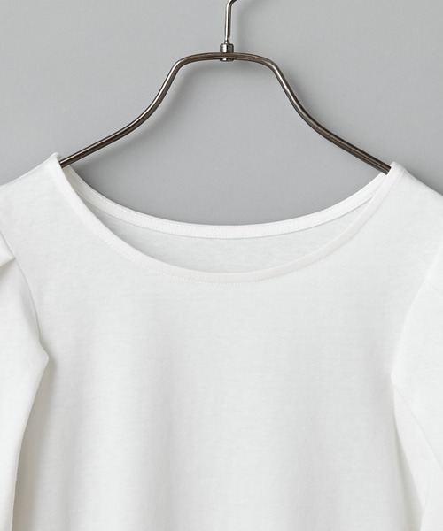 CIAOPANIC（チャオパニック）の「バイオ天竺ギャザースリーブTシャツ（Tシャツ/カットソー・レディース・ベージュ/ブラック/ホワイト/グリーン/ダークグリーン/ブルー・FREE）」の7枚目の写真