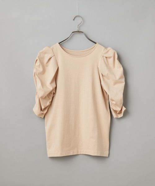 CIAOPANIC（チャオパニック）の「バイオ天竺ギャザースリーブTシャツ（Tシャツ/カットソー・レディース・ベージュ/ブラック/ホワイト/グリーン/ダークグリーン/ブルー・FREE）」の19枚目の写真